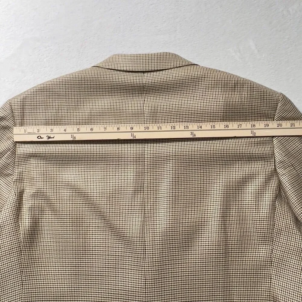 Pronto Moda Italia Cashmere Silk Wool‎ Blazer Mens Sz 46R Houndstooth Brown